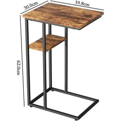 طاولة جانبية على شكل حرف C ، مع اطار معدني تلفزيون للاريكة والسرير وطاولة الوجبات - Chulovs