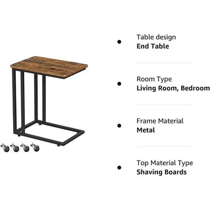 طاولة جانبية صينية تلفزيون وجبات خفيفة على شكل حرف C مع اطار معدني عجلات - Chulovs
